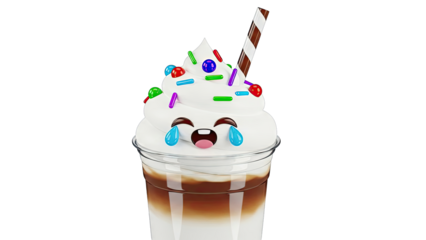 Crying Laughing Emoji Drink with Sprinkles and Wafer Stick