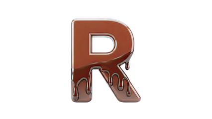 Chocolate letter R with dripping chocolate