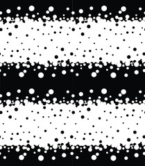 Black and White Polka Dots Seamless Pattern with Abstract Horizontal Stripes