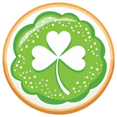 Naklejka premium Stylized green shamrock clover design with white polka dots inside a circular frame