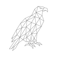 Polygonal line art of eagle vector