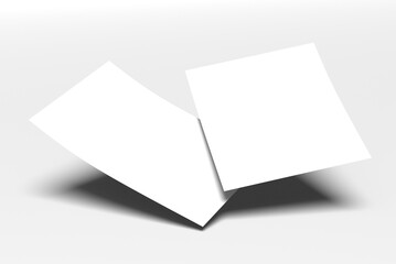 Floating Paper Sheet Branding Mockup with Blank White Pages and Soft Shadows on Minimal Background