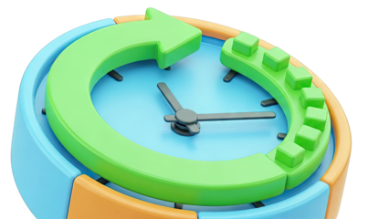 3D Clock with Recycling Arrow and Cubes