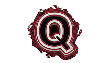 Layered Letter Q with Textured Red Border