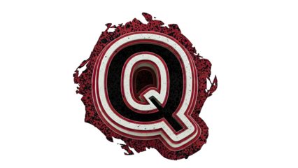 Layered Letter Q with Textured Red Border