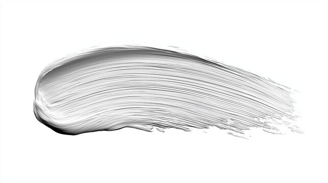 single brush stroke isolated on pure white background, smooth horizontal paint stroke