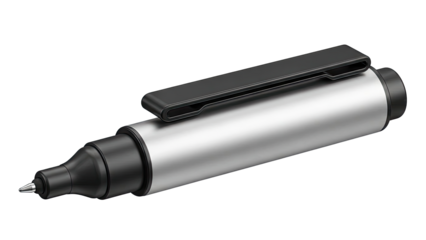 Silver Marker Pen with Black Clip