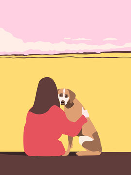 Woman hugging a dog.