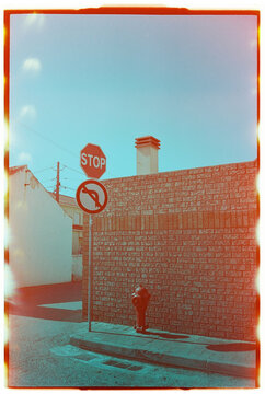 Urban Corner With Stop Sign and Fire Hydrant