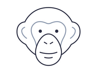 Chimpanzee icon. Zoo icon outline. Simple vector illustration in modern thin line style.