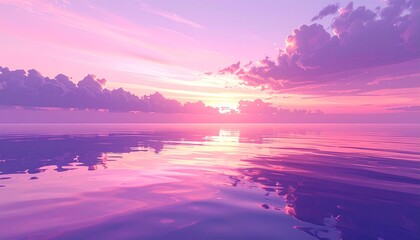 Fototapeta premium Vibrant Pink and Purple Sunset over Tranquil Water