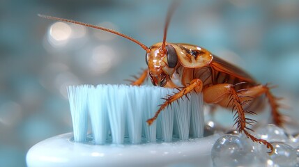 Cockroach on toothbrush