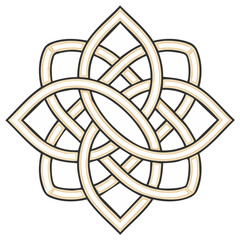 Elegant symmetrical intricate ornate knotwork pattern traditional design