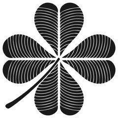 Bold Four Leaf Clover Icon with Curvilinear Details for Irish Celebrations or Logo Designs