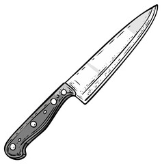 Hand Drawn Chef Knife Illustration Sharp Kitchen Tool