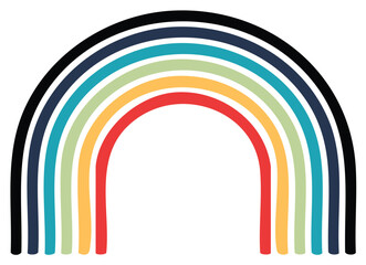 Colorful Vector Rainbow with Rounded Arcs in a Minimalist Style, Abstract Design