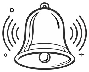 Ringing Bell Line Drawing Sound Waves Notification Alert Graphic Illustration
