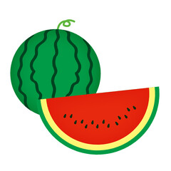 スイカ　輪切り　イラスト/Watermelon slice illustration