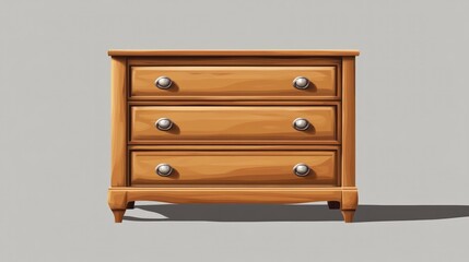 Wooden chest of drawers isolated on gray background for design and decoration