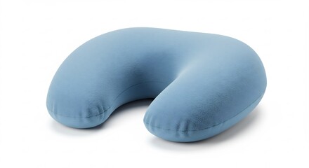 明るく清潔なスタジオで丁寧に撮影された柔らかな質感のライトブルーU字型ネックピロー 長距離移動や日常のリラックスタイムに首の負担を軽減し至福の安らぎを提供する理想的な快適クッション. AI Generated
