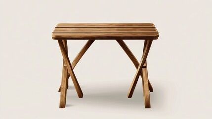 Wooden folding table isolated on neutral background suitable for product display