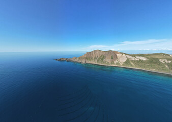 Obraz premium Aerial view of Rebun Island, Hokkaido, Japan