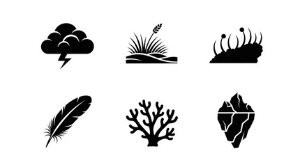 Stormy Weather Icons, Nature Elements, Graphic Design, Minimalist Style