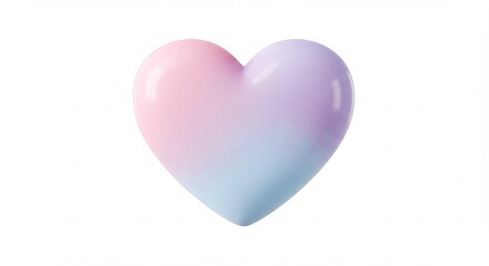 淡いグラデーションが美しいツヤツヤなハートオブジェ 柔らかな光が作り出す立体感と愛らしい色彩が魅力的なデザイン. AI Generated