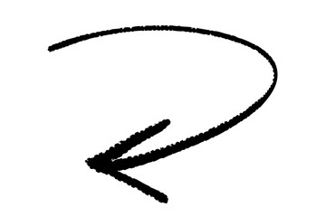 手描き筆描きの左向きカーブ矢印 シンプルでラフな方向案内アイコン