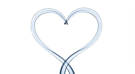 滑らかな質感を持つ透明な水が繊細な光を反射し合いながら優雅に絡み合い流麗な曲線で白い空間に軽やかに浮かび上がるハート形を鮮やかに描き出し見る者を魅了する清々しくも洗練されたミニマルな視覚美. AI Generated