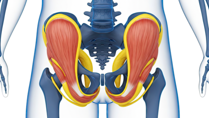 Anatomical Illustration of Human Gluteal Muscles and Pelvis