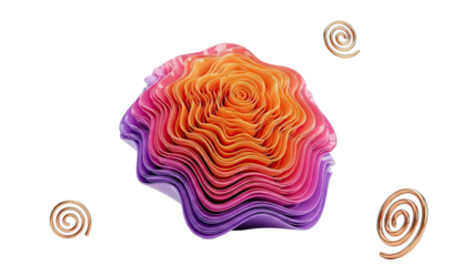 Gradient Ruffled Flower with Copper Swirls