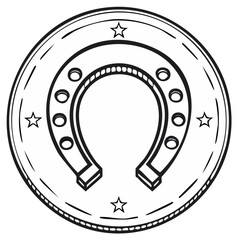 Lucky horseshoe symbol inside a decorative circular frame design