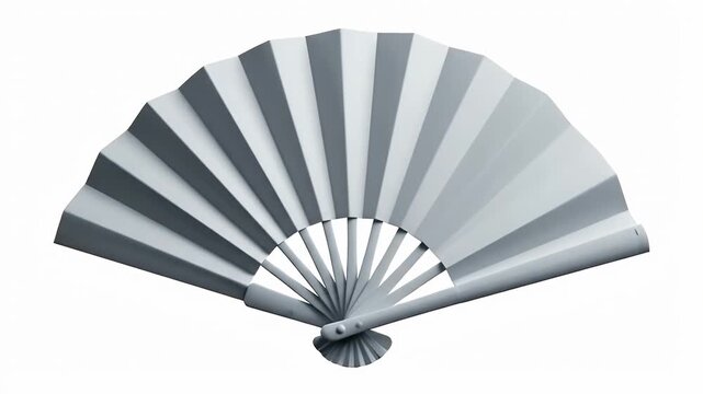 White Hand Fan Open Isolated on White Background