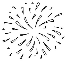 Obraz premium Hand Drawn Sunburst Starburst Doodle Explosion in Black and White