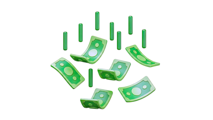 Falling Green Banknotes and Bars