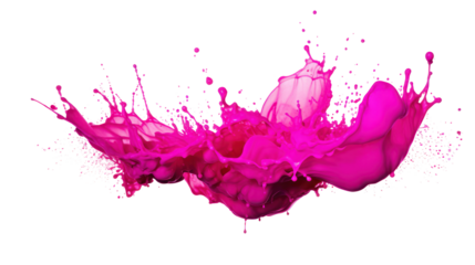 Pink liquid splash on transparent background