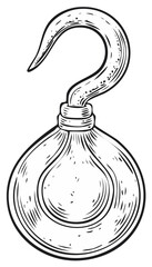 Pirate hook illustration, vintage engraved style hand-drawn, isolated
