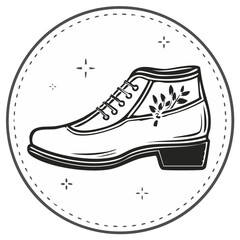 Classic Leather Boot with Floral Detail Inside Circle Design