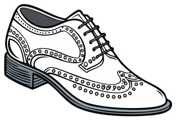 Classic Wingtip Brogue Shoe with Decorative Perforations and Laces