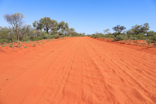Red sandy outback road. Exmouth. Western Australia.