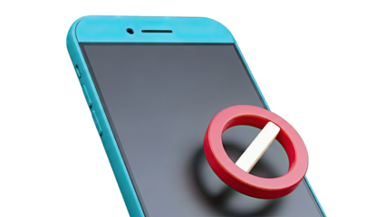 Smartphone with a prohibition sign overlay