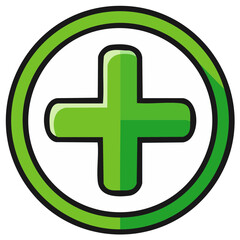 Obraz premium Green cross symbol inside circle, healthcare and medical sign, isolated graphic