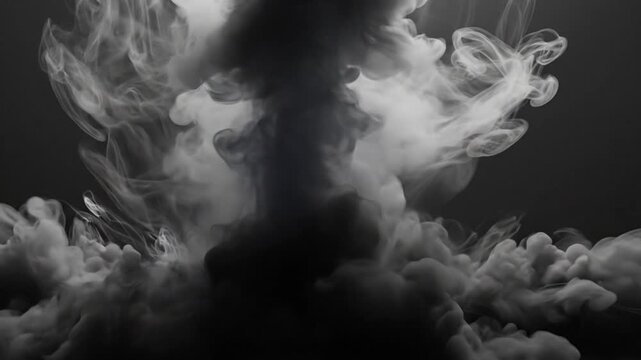 Close-up of transparent smoke and cigarette vapor against a dark background with a moody atmosphere.