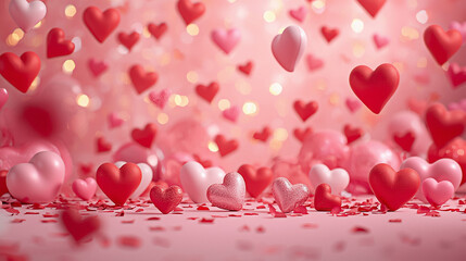 Colorful Heart Decorations Valentine Background