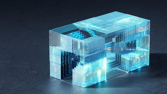 Transparent Glass Brick of Information