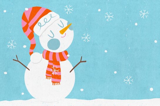  Snowman in Winter, concept illustration