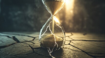 Personal Development and Motivation Visual, Leaking Hourglass as a Symbol of Wasted Potential to Inspire Action and Self-Reflection