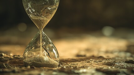 Personal Development and Motivation Visual, Leaking Hourglass as a Symbol of Wasted Potential to Inspire Action and Self-Reflection