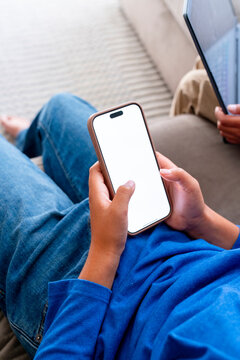 using mobile phone white screen
